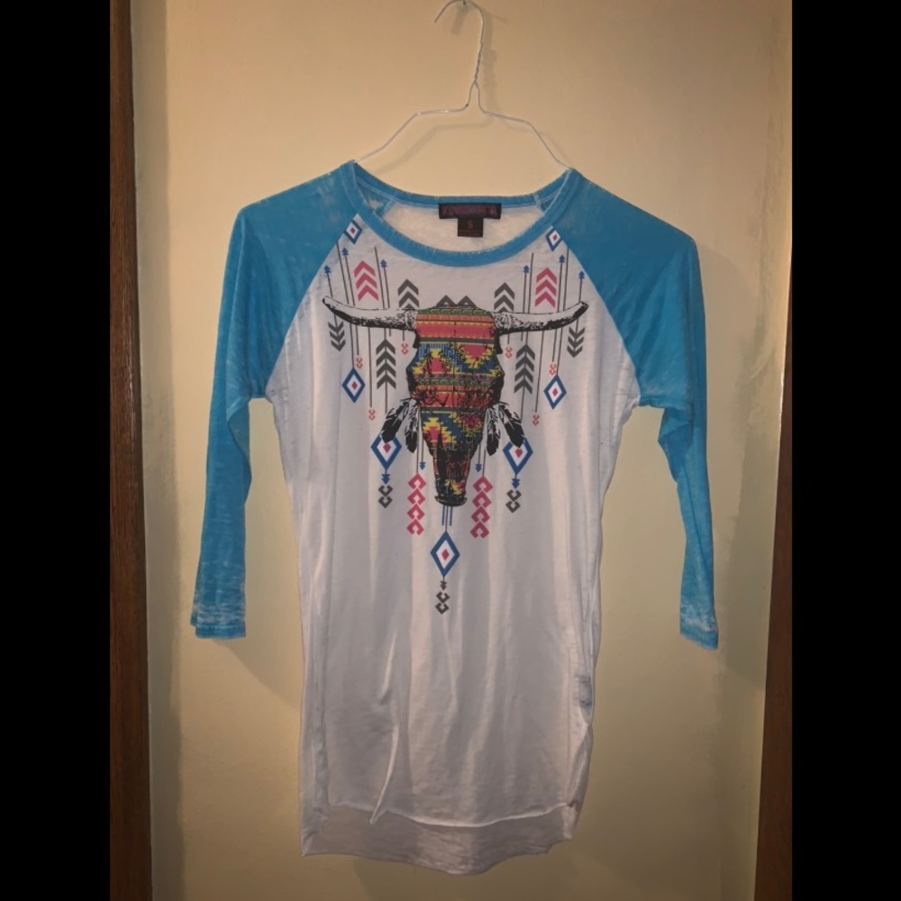 Cow skull baseball tee